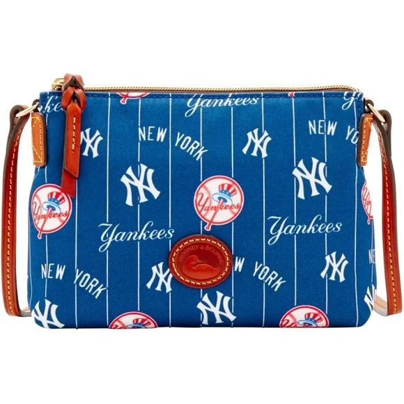 NWT- Dooney Bourke MLB New York Yankees Crossbody Pouchette Navy and Tan